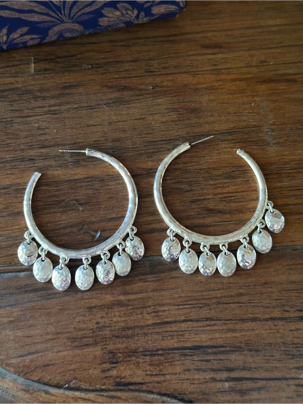 Silpada Silver Hoop Earrings with Dangling Discs